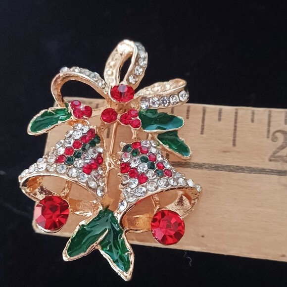 Christmas Bell Brooch or Pendant - Picture 3 of 4